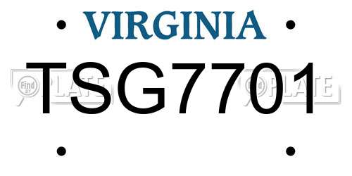 TSG7701 Virginia License Plate