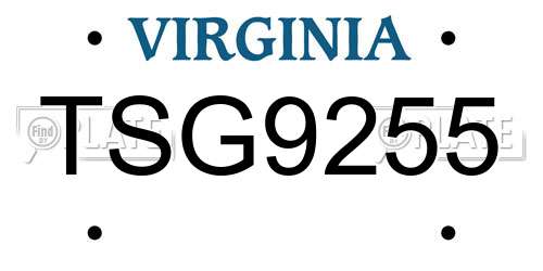 TSG9255 Virginia License Plate