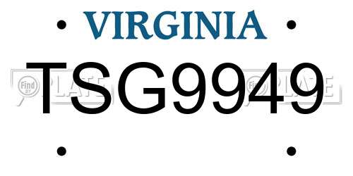 TSG9949 Virginia License Plate