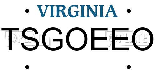 TSGOEEO Virginia License Plate