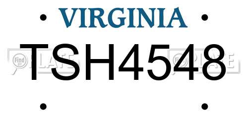 TSH4548 Virginia License Plate