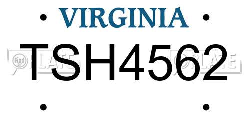TSH4562 Virginia License Plate