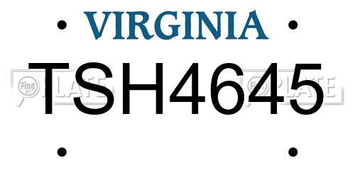 TSH4645 Virginia License Plate