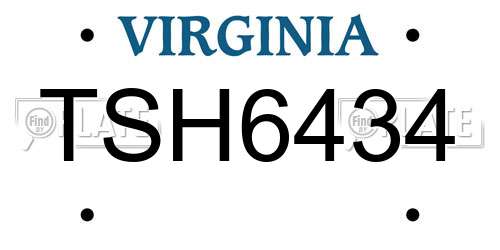 TSH6434 Virginia License Plate