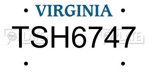 TSH6747 Virginia License Plate