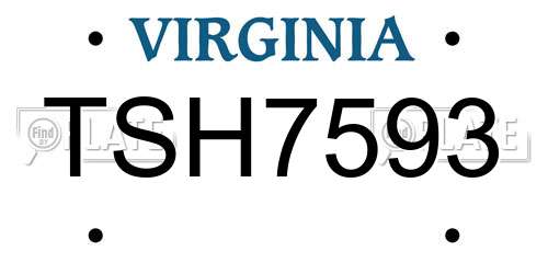 TSH7593 Virginia License Plate