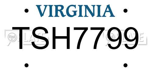 TSH7799 Virginia License Plate