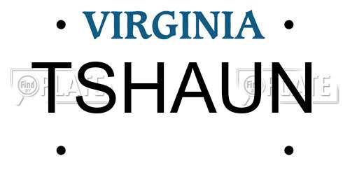 TSHAUN Virginia License Plate