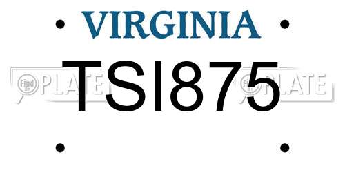 TSI875 Virginia License Plate