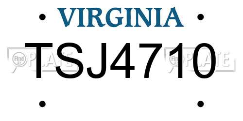 TSJ4710 Virginia License Plate