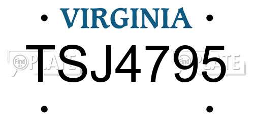 TSJ4795 Virginia License Plate