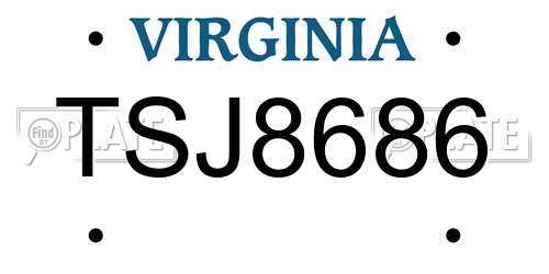 TSJ8686 Virginia License Plate
