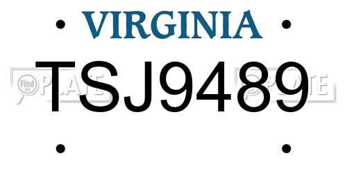TSJ9489 Virginia License Plate