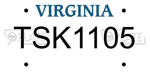 TSK1105 Virginia License Plate