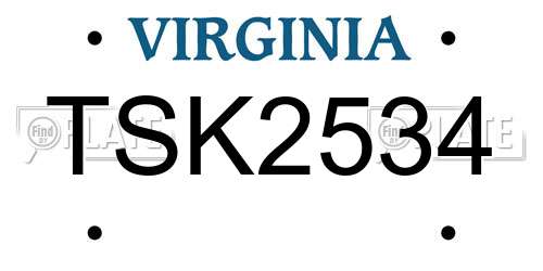 TSK2534 Virginia License Plate