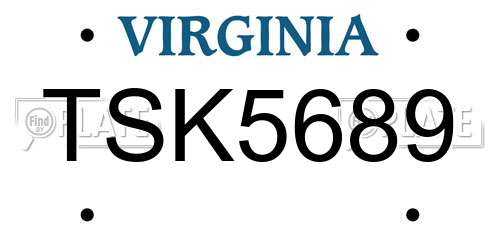 TSK5689 Virginia License Plate