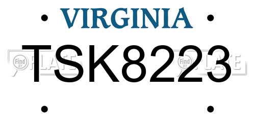 TSK8223 Virginia License Plate