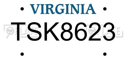 TSK8623 Virginia License Plate