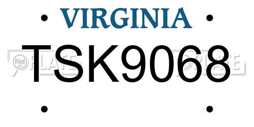 TSK9068 Virginia License Plate