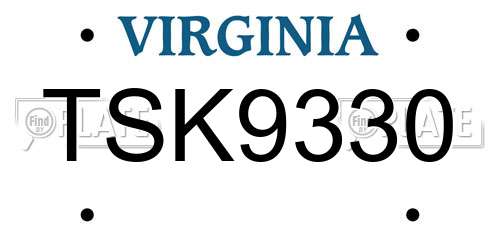 TSK9330 Virginia License Plate