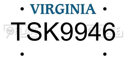 TSK9946 Virginia License Plate