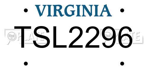 TSL2296 Virginia License Plate