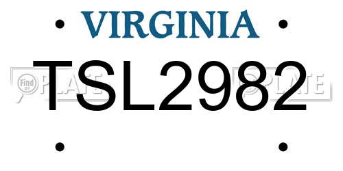 TSL2982 Virginia License Plate