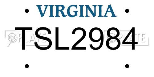 TSL2984 Virginia License Plate