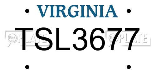 TSL3677 Virginia License Plate