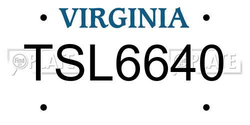TSL6640 Virginia License Plate