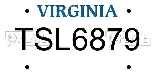 TSL6879 Virginia License Plate