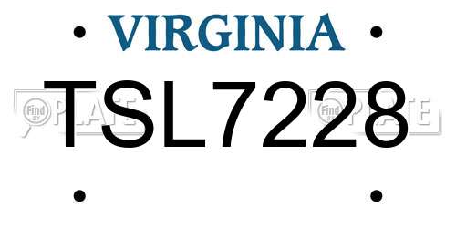 TSL7228 Virginia License Plate