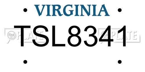 TSL8341 Virginia License Plate