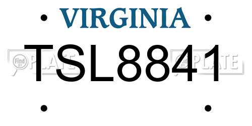 TSL8841 Virginia License Plate