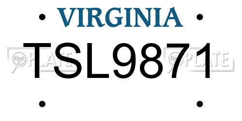 TSL9871 Virginia License Plate