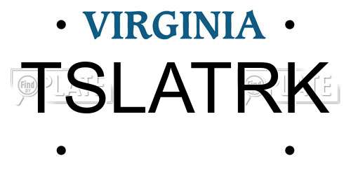 TSLATRK Virginia License Plate