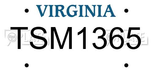 TSM1365 Virginia License Plate