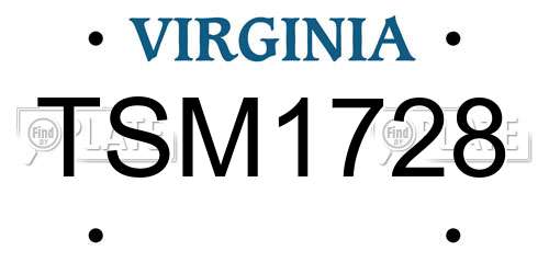TSM1728 Virginia License Plate