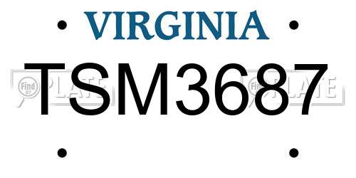 TSM3687 Virginia License Plate