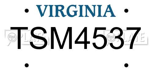 TSM4537 Virginia License Plate