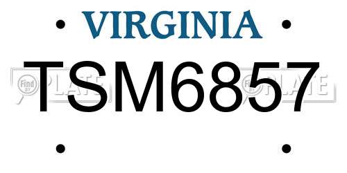 TSM6857 Virginia License Plate