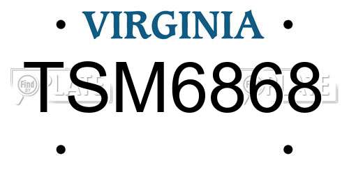 TSM6868 Virginia License Plate