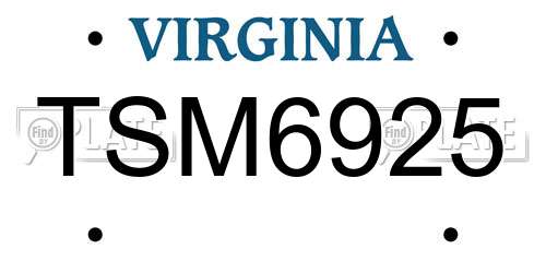 TSM6925 Virginia License Plate