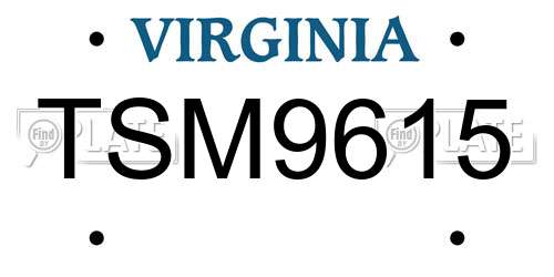 TSM9615 Virginia License Plate