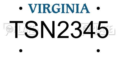 TSN2345 Virginia License Plate