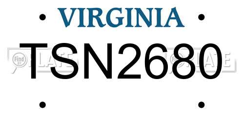 TSN2680 Virginia License Plate