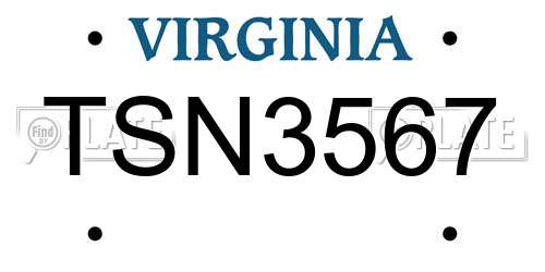 TSN3567 Virginia License Plate