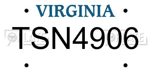 TSN4906 Virginia License Plate