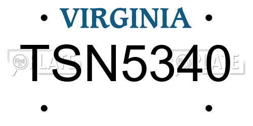 TSN5340 Virginia License Plate