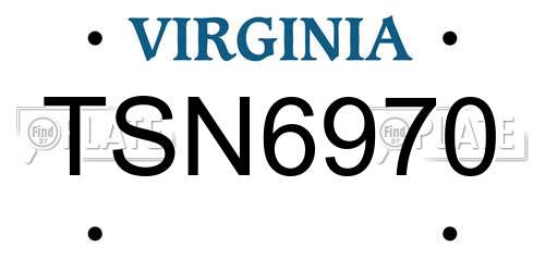 TSN6970 Virginia License Plate